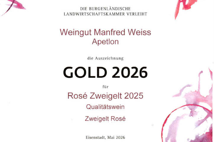 Gold für Rose Zweigelt 2025